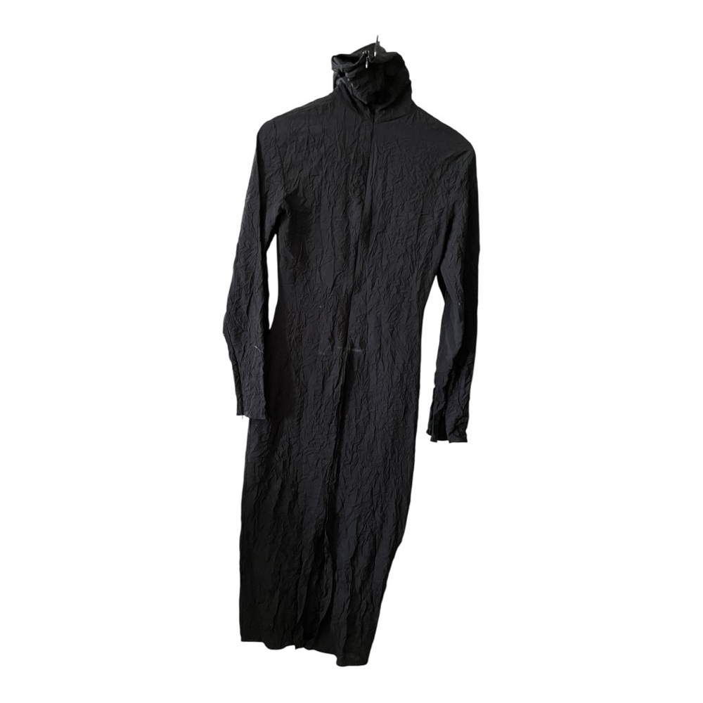 ZARA Woman Black Crinkle High Neck Midi‎ Dress XS Limited Edition